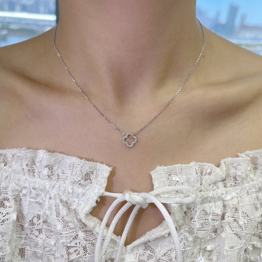 鏤空四葉草純銀項鏈