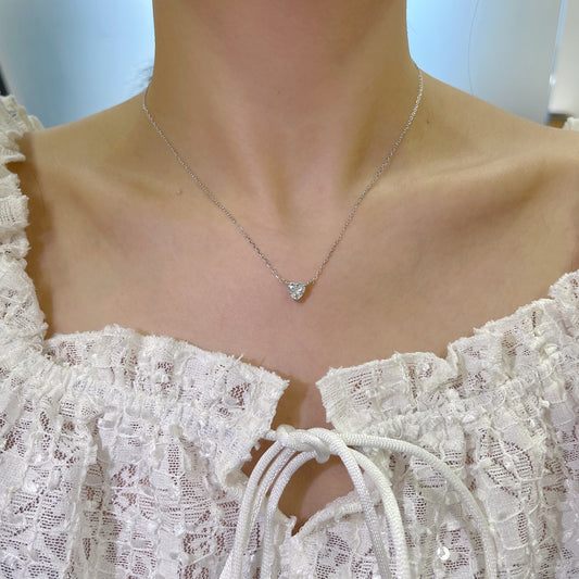 心型鋯石純銀項鏈