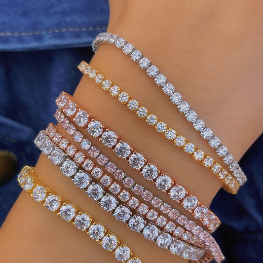 滿鑽閃爍純銀手鍊4mm