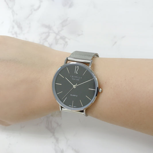 經典簡約鋼織帶石英男女手錶