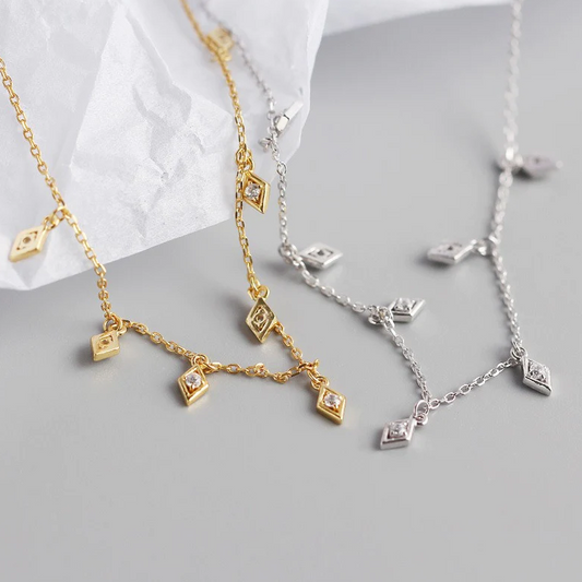 菱形水晶吊墜項鍊