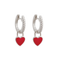 <tc>Silver Red Enamel Heart Charm Earrings</tc>