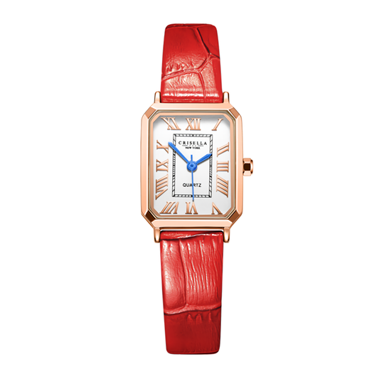 時尚斯文皮帶石英女手錶