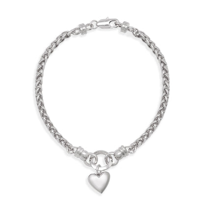 <tc>Woven Chain Bracelet with bubbly heart charm</tc>