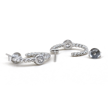 <transcy>Swirl Embossed C hoop Earrings</transcy>