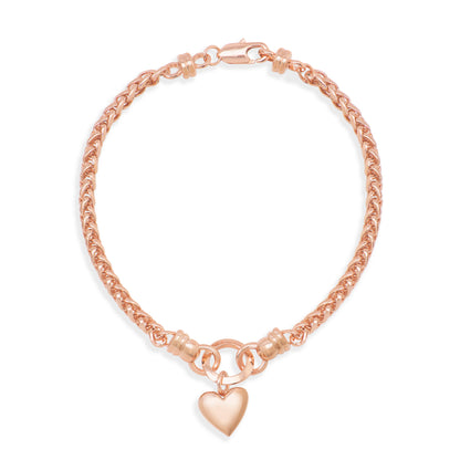 <tc>Woven Chain Bracelet with bubbly heart charm</tc>