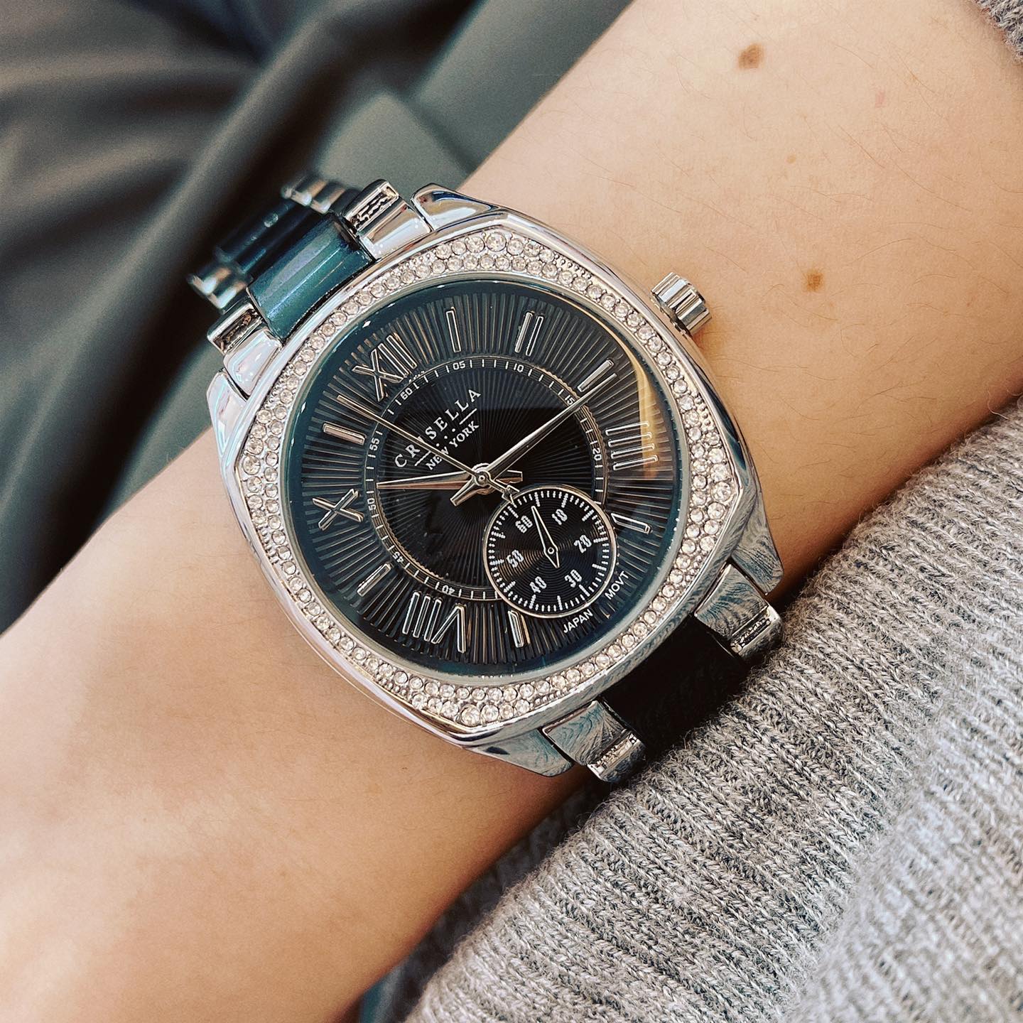 時尚閃爍鋯石仿陶瓷石英手錶