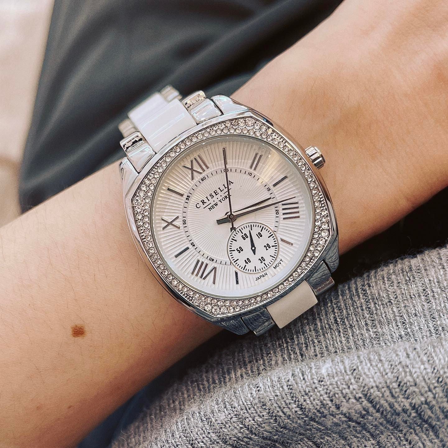 時尚閃爍鋯石仿陶瓷石英手錶