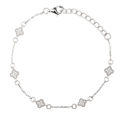 <transcy>Silver Pave Clover Bracelet</transcy>