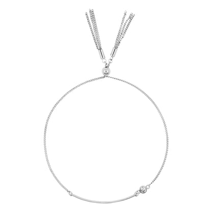 簡約線條純銀鋯石流蘇手鍊