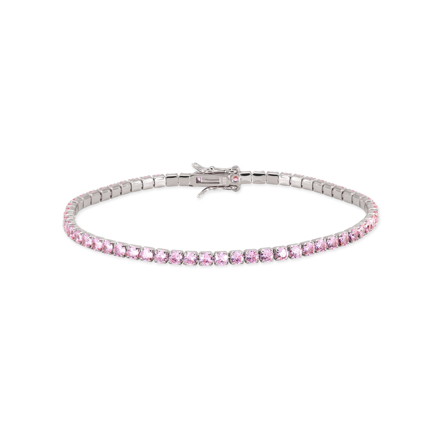 <tc>Tennis Sparkling Pink Zircon Sterling Silver Bracelet 2.5mm</tc>