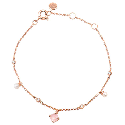 半寶石小珍珠純銀手鍊