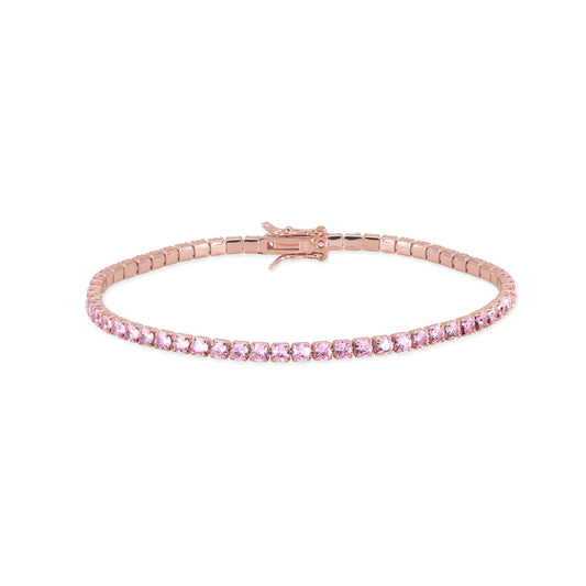 <tc>Tennis Sparkling Pink Zircon Sterling Silver Bracelet 2.5mm</tc>
