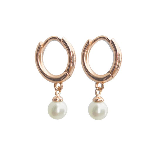 優雅珍珠純銀吊飾耳環