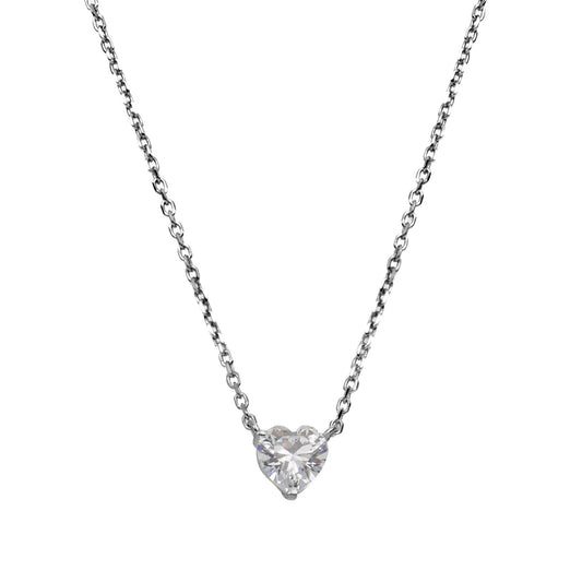 <tc>Silver Necklace with Heart-shape Cubic Zirconia Crystal</tc>