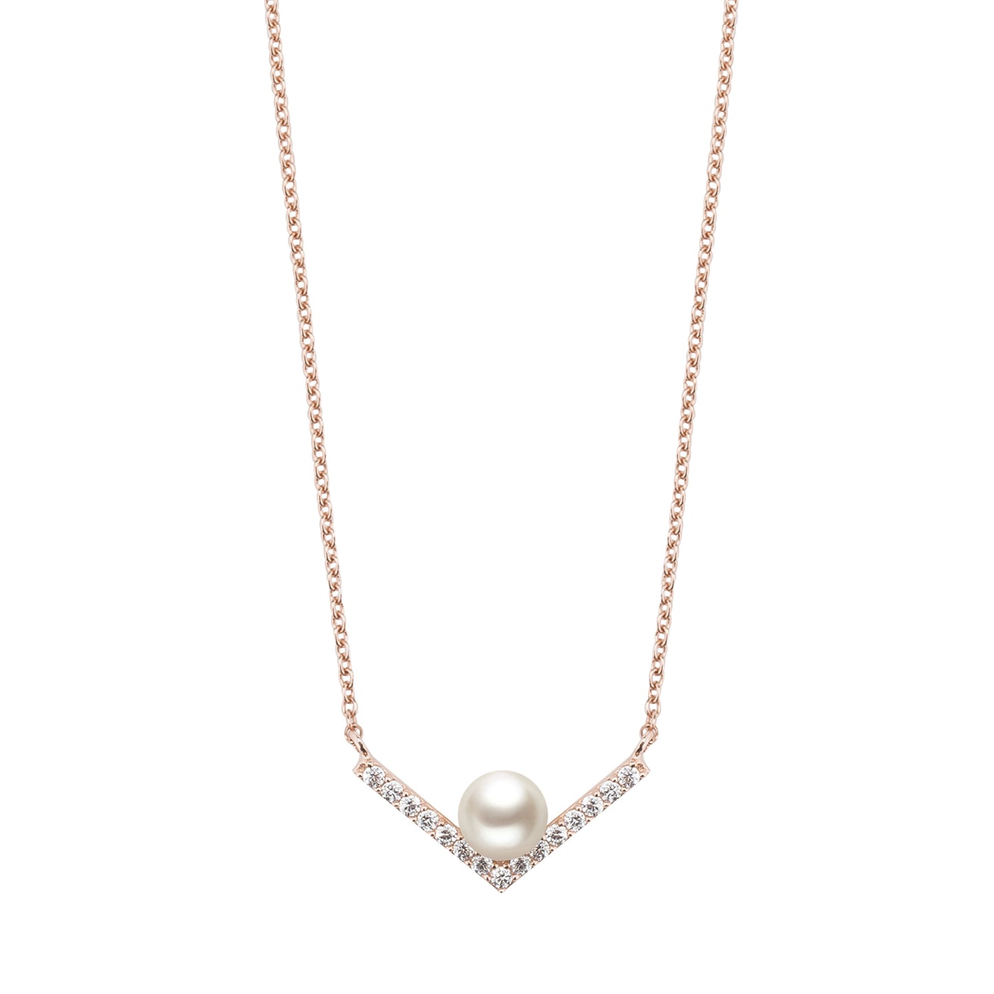 <transcy>V with Pearl Necklace with Pearl Drop Hoop Earring Set</transcy>