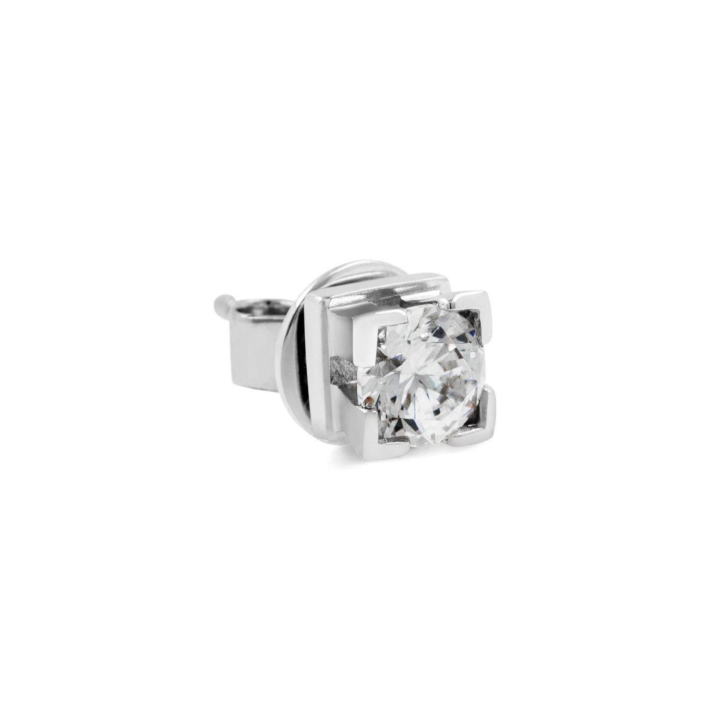 方形設計感純銀鋯石耳環