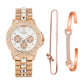 Elegant Sparkling Zircon Metal Quartz Watch with Sparkling Bracelet Bracelet Set