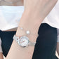 Vintage Petite Steel Web Quartz Watch with Pearl Bracelet Set