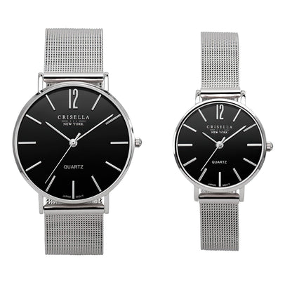 <transcy>Modern Mesh Couple Watches Set</transcy>