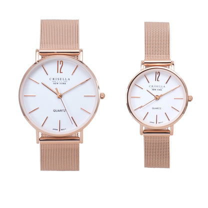 <transcy>Modern Mesh Couple Watches Set</transcy>